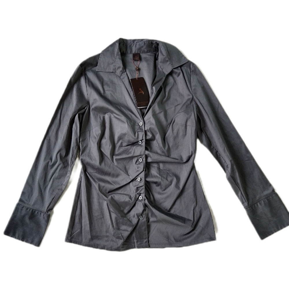 NWT Silver Pleated Closure S. Oliver Button Up